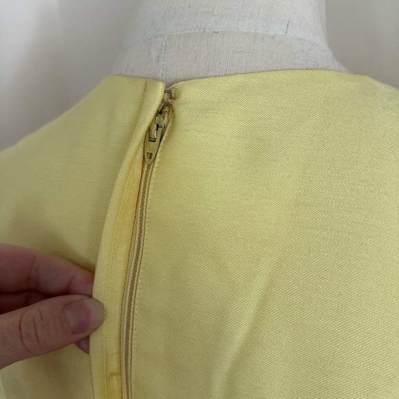 Vintage 60s Sylvia Ann Dress Yellow Sz M Pearl Crochet Daisy Trim Cocktail Party - Picture 6 of 16